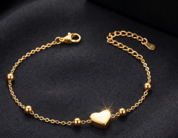 Minimalist Gold Heart Charm Bracelet ✨ Daily College Wear Jewelry