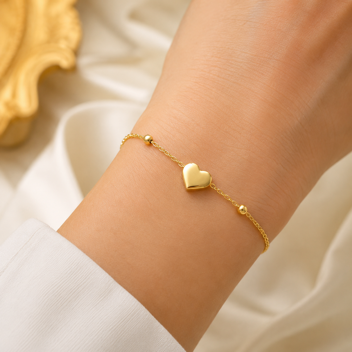 Minimalist Gold Heart Charm Bracelet ✨ Daily College Wear Jewelry
