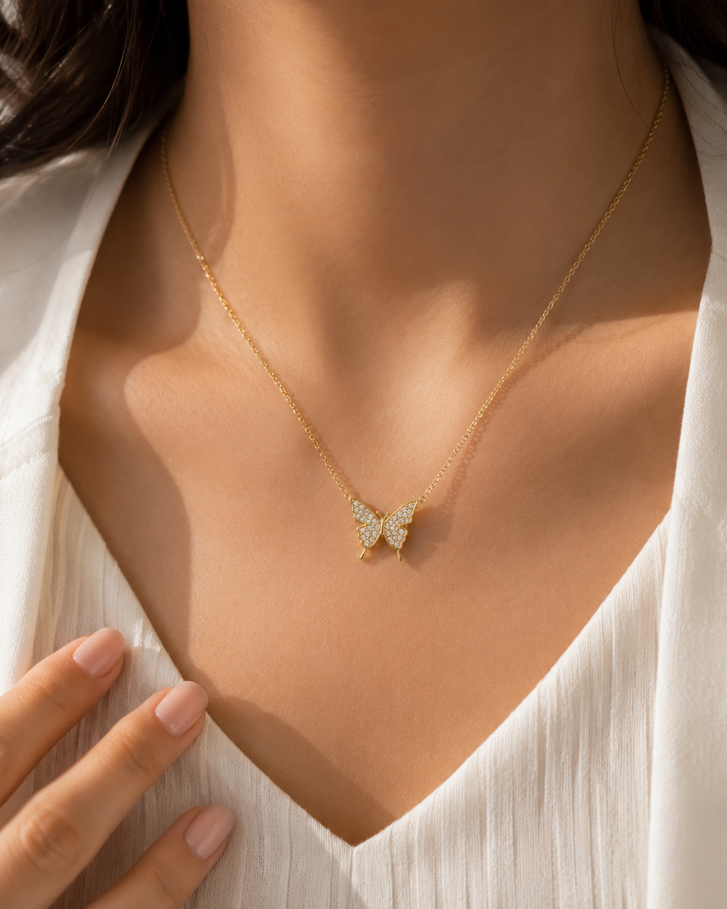 Magnetic Butterfly Necklace – Sparkling Gold Butterfly Pendant for Women 🦋✨