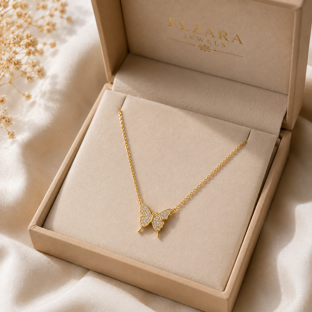 Magnetic Butterfly Necklace – Sparkling Gold Butterfly Pendant for Women 🦋✨