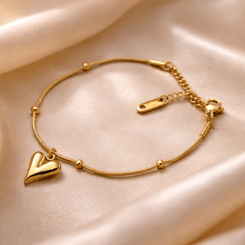 Minimalist Gold Heart Charm Bracelet ✨ Daily College Wear Jewelry