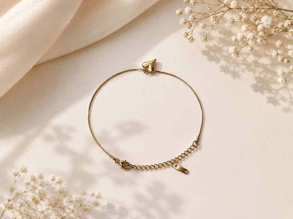 Minimalist Gold Heart Charm Bracelet ✨ Daily College Wear Jewelry