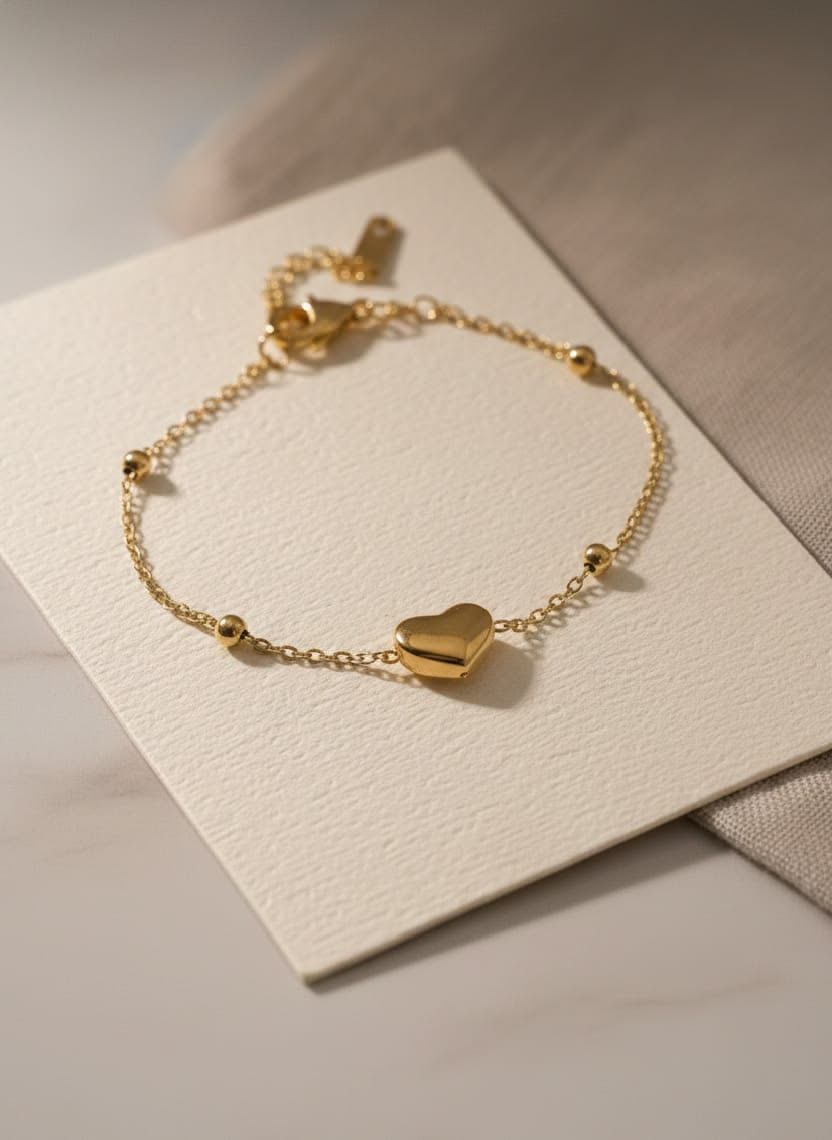 Minimalist Gold Heart Charm Bracelet ✨ Daily College Wear Jewelry