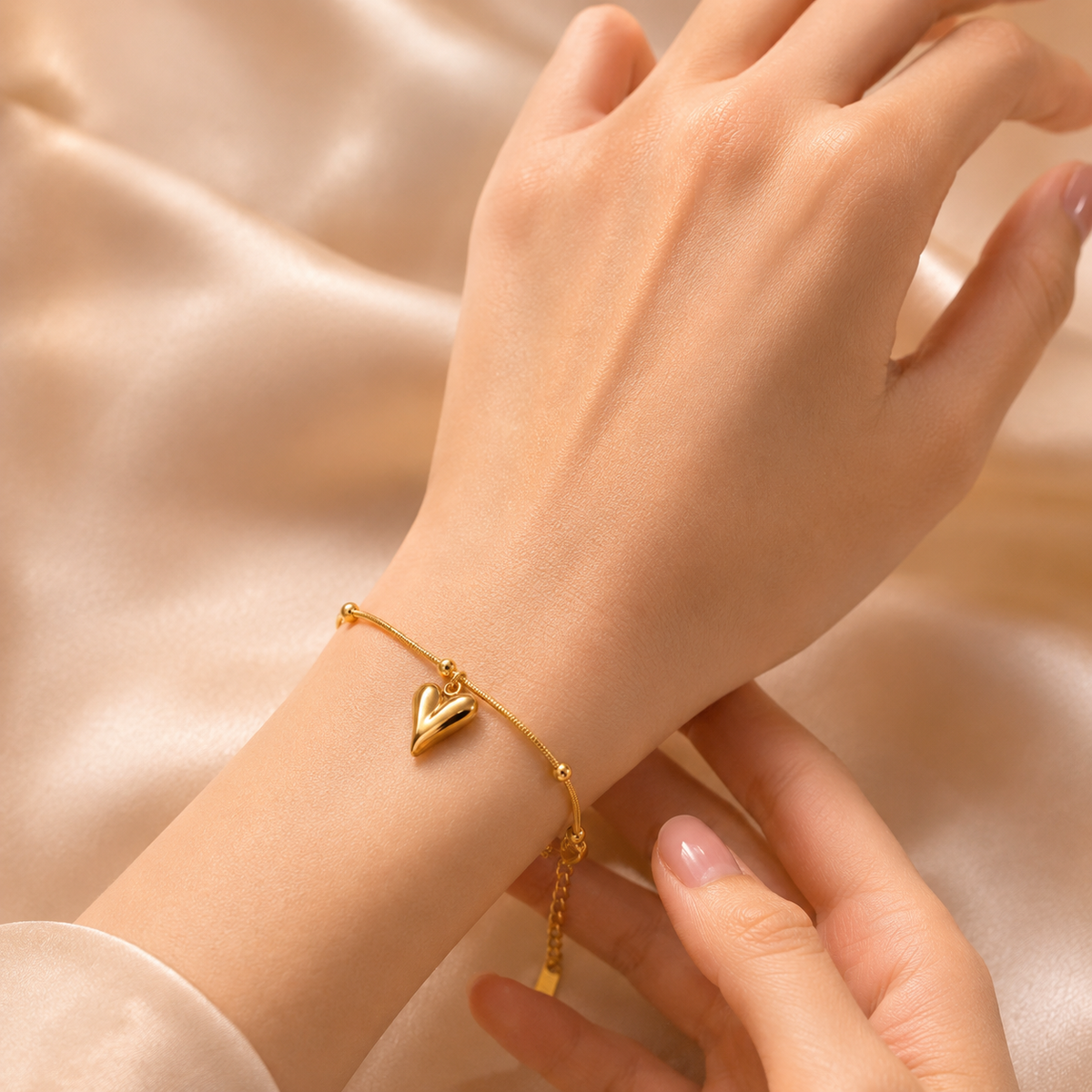 Minimalist Gold Heart Charm Bracelet ✨ Daily College Wear Jewelry